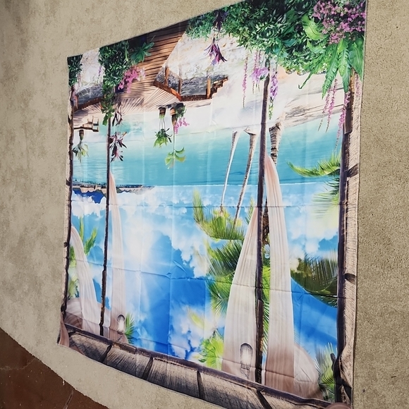 Carribean ocean scene beach scene wall hanging tapestry brand new - Picture 1 of 6